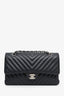 Pre-loved Chanel™ 2016-17 Black Chevron Quilted Medium Double Flap Bag Silver Hardware