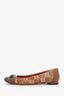 Gucci Brown/Multicolour Leather and GG Raffia Horsebit Ballet Flats Size 39