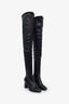 Saint Laurent Black Leather YSL Logo Knee High Boots Size 37.5
