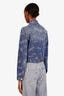 Versace Blue Denim All-over Cursive Logo Print Jacket Size 38