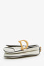 Christian Dior 2020 White Grained Leather Mini Saddle Bag with Canvas Strap