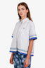 Loewe 2026 Blue/White Striped Pleated-Trim Layered Shirt Size 38