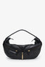 Versace Black Croc Embossed Leather Zippered Shoulder Bag
