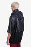 Gucci Black Leather Web Detail Bomber Jacket Size 52 Men's