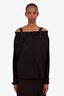 Christian Dior Black Cotton Off The Shoulder Buckled Button Up Top Size 6