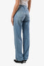 Pre-loved Chanel™ Light Blue Camellia Cut Out Wide Leg Jeans Size 34