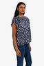 Ulla Johnson Blue/White Cotton Floral Short Sleeve Top Size 2
