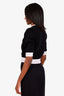 Pull court Prada noir/blanc à logo brodé, manches courtes, taille 38