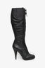 Miu Miu Black/Purple Leather Lace Up Knee High Stiletto Boots Size 37.5