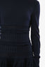 Alaïa Navy Knit Tiered Crinoline Long Sleeve Mini Dress Size 38