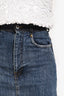 Miu Miu Blue Denim Medium Washed Embellished Studded Pocket Midi Skirt Size 38