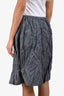 Miu Miu 2025 Grey Cotton Blend Crinkle 'Duchesse' Midi Skirt Size 36