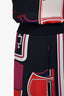 Hermès Navy/Red/Purple Patterned Silk Skirt Size 40