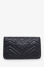 Mini sac à rabat chaîne GG Marmont en cuir matelassé bleu marine Gucci