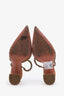 Amina Muaddi Brown Glitter and Crystal Embellished Heels Size 37