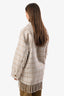 Sandro Beige/Multicolour Wool Blend Check Fringe Detail Jacket Size 40