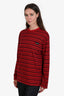 Miu Miu 2024 Black/Red Pocket Logo Stripe Long Sleeve Shirt Size XS