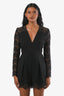 Zimmermann Black Lace Long Sleeve V-Neck Romper Size 0