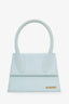 Jacquemus Light Blue Leather Large Chiquito Top Handle with Strap