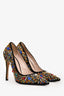 Miu Miu Black Suede Multicoloured Crystal Embellished Heels Size 38