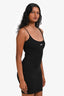 Off-White Black Ribbed Logo Scoop Neck Mini Dress Size 36