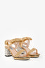 Prada Gold Metallic Bow Embellished Heels Size 36