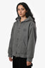 Miu Miu Grey Cotton Down Filled Hooded Embroidered Logo 'Gabardine Blouson' Jacket Size 38