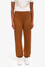 Max Mara Brown Cotton Open Knit Cinched Cuff Pants Size M