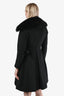 Max Mara Studio Black Wool Long Single Breasted Coat Size 6