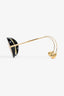Bottega Veneta Black/Yellow Aviator Sunglasses with Gold Drop Detail