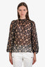 Ulla Johnson Black/Gold Sheer Long Sleeve Blouse Size S