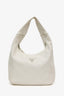 Prada White Vitello Daino Leather Hobo Shoulder Bag