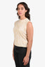 Versace Cream/Gold Barocco Printed Silk Blend Sleeveless Sweater Size 42