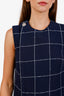 Balenciaga Blue Wool Plaid Sleeveless Midi Dress Size 36