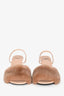 Sandales Fendi à talons en vison rose avec logo, pointure 37