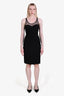 Burberry Prorsum Black Silk Mesh Ruched Midi Dress Size 40