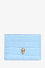 Alexander McQueen Light Blue Croc Embossed Leather Skull Detail Card Holder