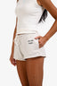Celine Cream Cotton Logo Micro Shorts Size M