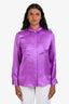Frame Purple Silk Slim Pocket Shirt Size XS