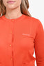 Gucci Orange Cashmere Silk Blend Logo Cardigan Size S