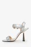 Jimmy Choo Silver Glitter Ankle Strap Sandals Size 38