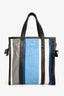 Balenciaga Blue/Navy/Grey Leather Bazar Shopper Tote With Strap