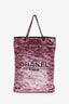 Pre-loved Chanel™ 24S Pink/Black Sequins Logo Shopping Tote