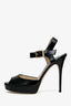 Jimmy Choo Black Patent Platform Peep Toe Heels Size 41
