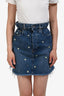 Miu Miu Blue Denim Crystal Embellished Floral Logo Mini Skirt Size 36