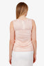 Christian Dior Pink Beaded Sleeveless Blouse with Velvet Bow Size US 10