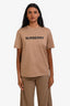 Burberry Beige Logo-Print Crewneck T-Shirt Size S
