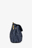 Miu Miu Navy Nappa Matelassé Ruched Crossbody Bag