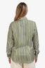 Massimo Alba Green/White Silk Striped Button-Up Long Sleeve Top Size L