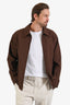Gucci SS25 Brown Twill Logo Bomber Jacket Size 48 Men's